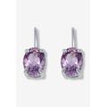 Women's 2.50 Tcw Oval Cut Genuine Amethyst And Cubic Zirconia Sterling Silver Earrings by PalmBeach Jewelry in Silver