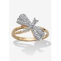 Women's Diamond Accent 18K Gold-Plated Sterling Silver Dragonfly Ring by PalmBeach Jewelry in Gold (Size 10)