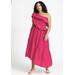 Plus Size Women's One Shoulder Dramatic Ruffle Dress by ELOQUII in Jazzy Pink (Size 22)