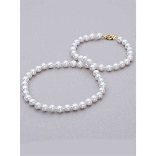 Perlenkette LADY, gold (gelbgold 585), Halsketten, Damen, 45, Gold-Metall-Perlen, L: 45cm, Gold, Metall, Perlen