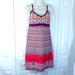 Athleta Dresses | Athleta V Neck Racerback Multicolor Purple Red White Dress Size Small | Color: Purple/Red | Size: S