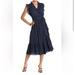 Kate Spade Dresses | Kate Spade Out West Wild Roses Ruffle Wrap Dress Adriatic Blue Women’s Size 6 | Color: Blue | Size: 6