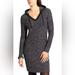 Athleta Dresses | Athleta Black Marled Borealis Hooded Sweater Dress Xs 100% Merino Wool | Color: Black | Size: Xs