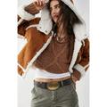 Free People Jackets & Coats | Free People Faux Shearling Vegan Exchange Hooded Jacket Womens Small Brown Nwt | Color: Brown/Cream | Size: S