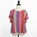 Anthropologie Tops | Anthropologie Maeve Womens Milla Top Size Xs Striped Boho Boxy Multicolor Flowy | Color: Orange/Pink | Size: Xs