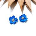 Anthropologie Jewelry | Blue Flower Stud Earrings #958 | Color: Blue/Gold | Size: Os