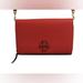 Tory Burch Bags | Euc Tory Burch Pebbled Leather Orange Poppy Clutch Removable Adjustable Strap | Color: Black/Red | Size: Os