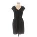 Laundry by Design Casual Dress - Sheath V Neck Short sleeves: Black Solid Dresses - Women's Size 8