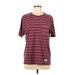 Modern Amusement Short Sleeve T-Shirt: Burgundy Stripes Tops - Women's Size Medium