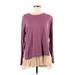LOGO by Lori Goldstein Pullover Sweater: Burgundy Print Tops - Women's Size Medium