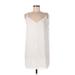 Naked Zebra Casual Dress - Slip dress: White Solid Dresses - Women's Size Large