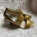 Michael Kors Shoes | Michael Kors Patent Leather Goldfish Olive Green Sling Back Straps Sandals Sz9m | Color: Gold/Green/Silver | Size: 9