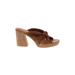 Kork-Ease Heels: Slip-on Stacked Heel Casual Brown Print Shoes - Women's Size 7 - Open Toe