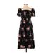 Gap Casual Dress - A-Line Square Short sleeves: Black Floral Dresses - New - Women's Size Small Tall