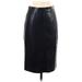 Zara Basic Faux Leather Pencil Skirt Long: Black Solid Bottoms - Women's Size Medium