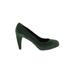 Ann Taylor LOFT Heels: Slip-on Stiletto Minimalist Green Solid Shoes - Women's Size 7 1/2 - Round Toe