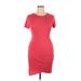 Reborn J Casual Dress - Mini High Neck Short sleeves: Red Solid Dresses - Women's Size X-Large