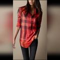 Burberry Tops | Burberry Brit Women's Nova Check Button Down Shirt Loose Fit Authentic Size Xs | Color: Orange/Red | Size: Xs