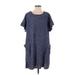 52Seven Casual Dress - Mini Scoop Neck Short sleeves: Blue Dresses - Women's Size Small