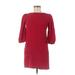 Annie Griffin Casual Dress - Shift Crew Neck 3/4 sleeves: Burgundy Print Dresses - Women's Size 0