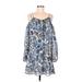 Bailey 44 Casual Dress Cold Shoulder Long sleeves: Blue Floral Dresses - Women's Size Medium