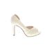 David's Bridal Heels: Slip-on Stiletto Cocktail Party Ivory Print Shoes - Women's Size 7 1/2 - Peep Toe