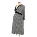 Mimi Maternity Casual Dress - A-Line V Neck Long sleeves: Gray Print Dresses - Women's Size Large