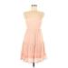 Em & Elle Casual Dress - A-Line Square Sleeveless: Pink Solid Dresses - Women's Size Small