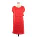 Ann Taylor Casual Dress - Shift Scoop Neck Short sleeves: Red Solid Dresses - New - Women's Size Medium