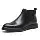 HIJAN Chelsea Boots For Men Ankle Block Heel Elastic Bandage PU Slip On Waterproof Wearable Non Slip Anti-slip Classic Pull On (Color : Black Lined, Size : 9 UK)