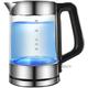 Kettles,1.8L Glass Electric Kettle,1800W Eco Water Kettle with Illuminated Led, Bpa Free Cordless Water Boiler with Stainless Steel Inner Lid Bottom,Fast Boil Auto-Off Boil-Dry Protection hopeful