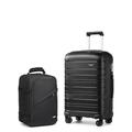 Kono Luggage Set 2 Piece Suitcase Trolley Hard Shell with Cabin Travel Bag Lightweight Business Backpack (Black, 20")