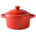 200ml Small Casserole Dishes with Lid, Soufflé Dishes Porcelain Ovenproof Creme Brulee Bowls Dessert Bowl, Soup Cups for Muffins Cupcakes Cream Spiced Meat-Red (Color : Red)