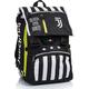 SEVEN Juventus Expandable School Backpack, White Black, Double Compartment Backpack with Matching Gadget, with Bottle Pocket and Ball Pocket, Juventus Backpacks, School, Children and Youth, Black,