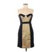 Nicole Miller Casual Dress - Party Open Neckline Sleeveless: Gold Print Dresses - Women's Size 6