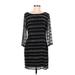 Romeo & Juliet Couture Cocktail Dress - Shift Boatneck Long sleeves: Black Stripes Dresses - Women's Size Medium