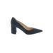 Marc Fisher Heels: Slip-on Chunky Heel Cocktail Blue Solid Shoes - Women's Size 10 - Pointed Toe