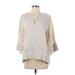 Out of Office by Trina Turk 3/4 Sleeve Blouse: Ivory Tops - Women's Size X-Small
