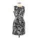 H&M Casual Dress - Sheath High Neck Sleeveless: Gray Floral Dresses - Women's Size 8