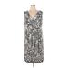 St. John's Bay Casual Dress: Gray Floral Motif Dresses - Women's Size 2X