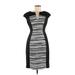 Connected Apparel Casual Dress - Sheath: Black Stripes Dresses - Women's Size 6