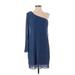 City Triangles Casual Dress - Mini Open Neckline Long sleeves: Blue Dresses - Women's Size Small