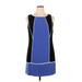 Jessica Simpson Casual Dress - A-Line: Blue Color Block Dresses - Women's Size 14