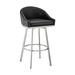 Dalza 30 Inch Swivel Barstool Chair, Open Back, Soft Black Faux Leather