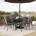 7 Piece Patio Dining Table and Chairs Set with Glass Table and 6 Chairs