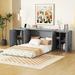 Full/Queen Size Murphy Cabinet Bed with Cabinets and Open Shelves, Murphy Floor Bedframe Montessori Bed w/ USB Ports for Teens