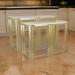 Set of 2 Accent Nesting Tables, Marble Top, Sleek Modern Gold Metal Frame