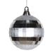 Vickerman 5.5" Silver Shiny and Matte Mirror Ball Christmas Ornament with Glitter Accents