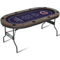 RayChee 71" 8 - Player Foldable Poker Table w/ Padded Rails & Cup Holders, Steel | 30 H x 71 W x 35.5 D in | Wayfair GT23001-BRN