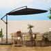 Textiles Hub 10 FT Patio Offset Umbrella Outdoor Cantilever Umbrella Hanging Umbrellas, Fade Resistant Crank & Cross Base (Tan | 120 H in | Wayfair